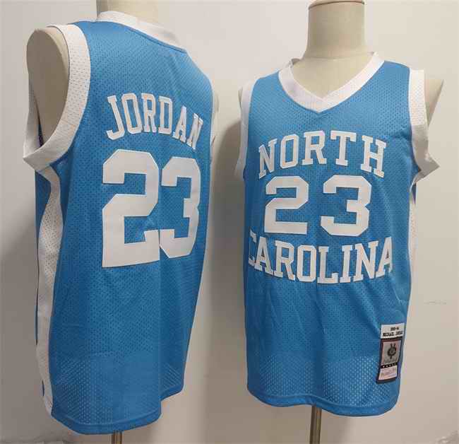 Men's North Carolina Tar Heels #23 Michael Jordan Light Blue Throwback Stitched Jersey