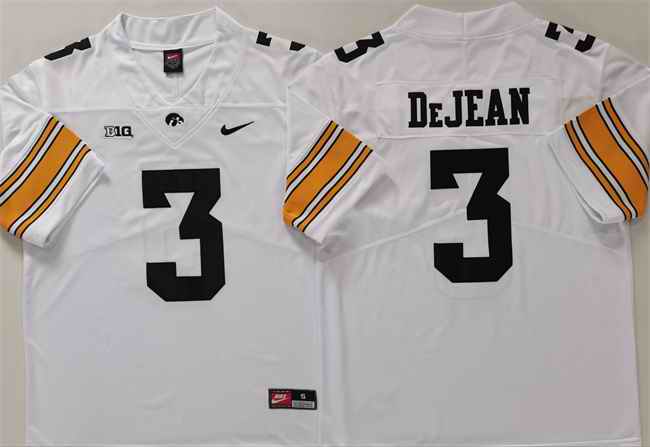 Men's Iowa Hawkeyes #3 Cooper DeJean White Stitched Jersey