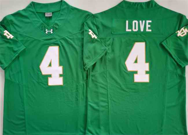 Men's Notre Dame Fighting Irish #4 Jeremiyah Love Green 2024 F.U.S.E. Limited Stitched Jersey