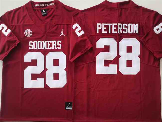 Men's Oklahoma Sooners #28 Adrian Peterson Red Stitched Jersey