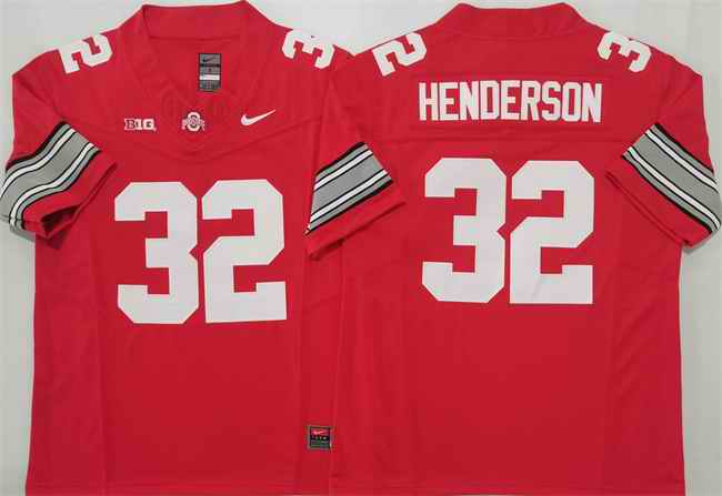 Men's Ohio State Buckeyes  #32 TreVeyon Henderson Red 2025 F.U.S.E. Limited Stitched Jersey