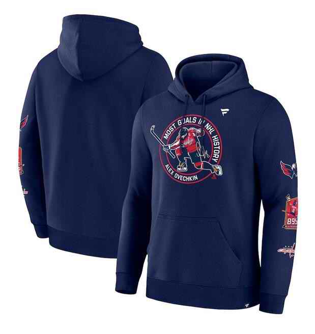 Men's Washington Capitals Navy All-Time Leading Goal Scorer Badges Pullover Hoodie