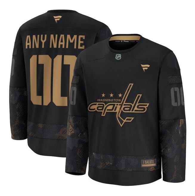 Men's Washington Capitals Custom Black 2024 Military Appreciation Stitched Hockey Jersey