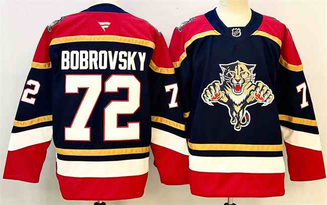 Men's Florida Panthers #72 Sergei Bobrovsky Black 2024-25 Home Stitched Hockey Jersey