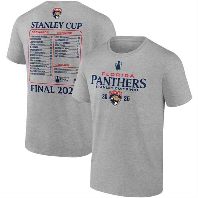 Men's Florida Panthers Heather Gray 2025 Stanley Cup Final Roster T-Shirt