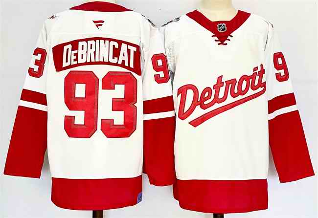 Men's Detroit Red Wings #93 Alex DeBrincat White/Red 2024-25 Stitched Jersey