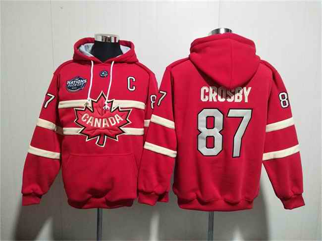 Men's Team Canada #87 Sidney Crosby Red Ageless Must-Have Lace-Up Pullover Hoodie