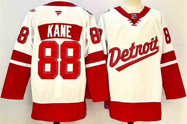 Men's Detroit Red Wings #88 Patrick Kane White/Red 2024-25 Stitched Jersey