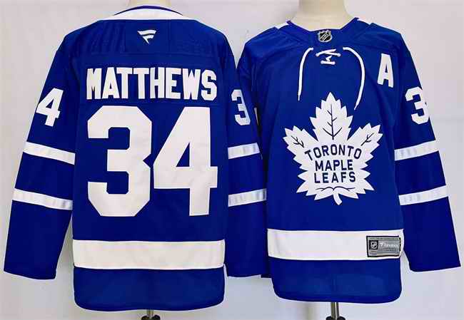 Men's Toronto Maple Leafs #34 Auston Matthews Blue 2024-25 With A Patch Stitched Jersey