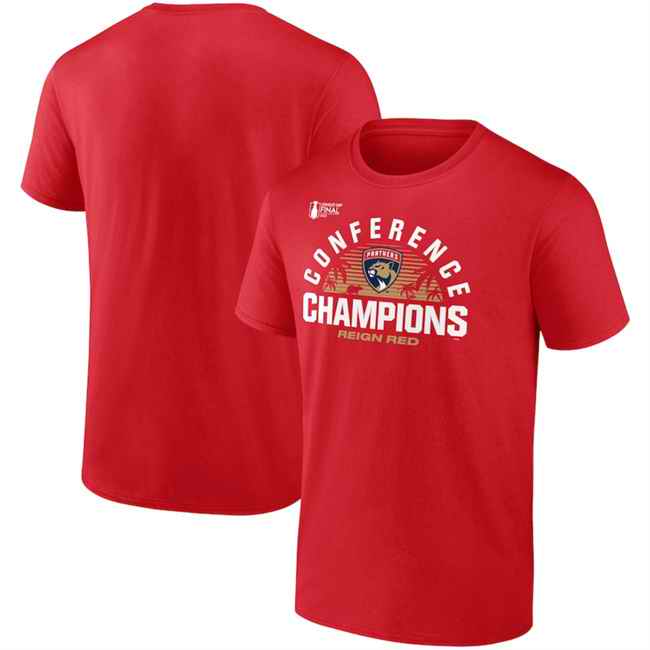 Men's Florida Panthers Red 2025 Eastern Conference Champions Local Hometown T-Shirt
