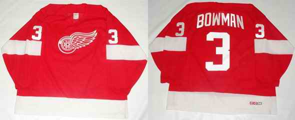 Men's Detroit Red Wings #3 Scotty Bowman Red Stitched Jersey