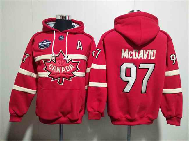 Men's Team Canada #97 Connor McDavid Red Ageless Must-Have Lace-Up Pullover Hoodie