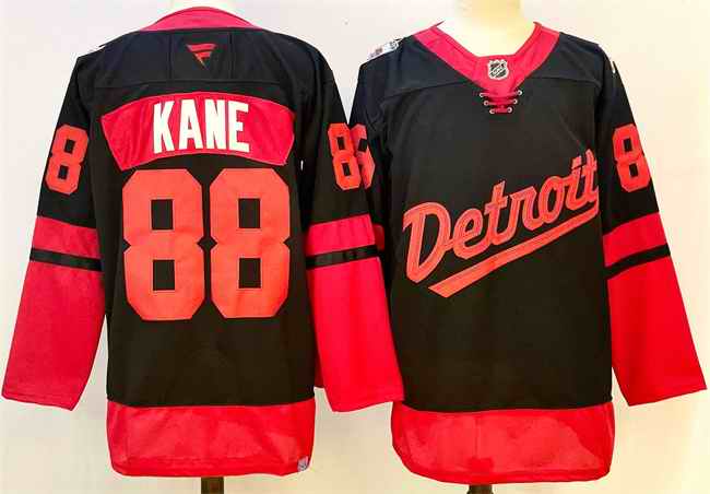 Men's Detroit Red Wings #88 Patrick Kane Black 2024-25 Stitched Jersey