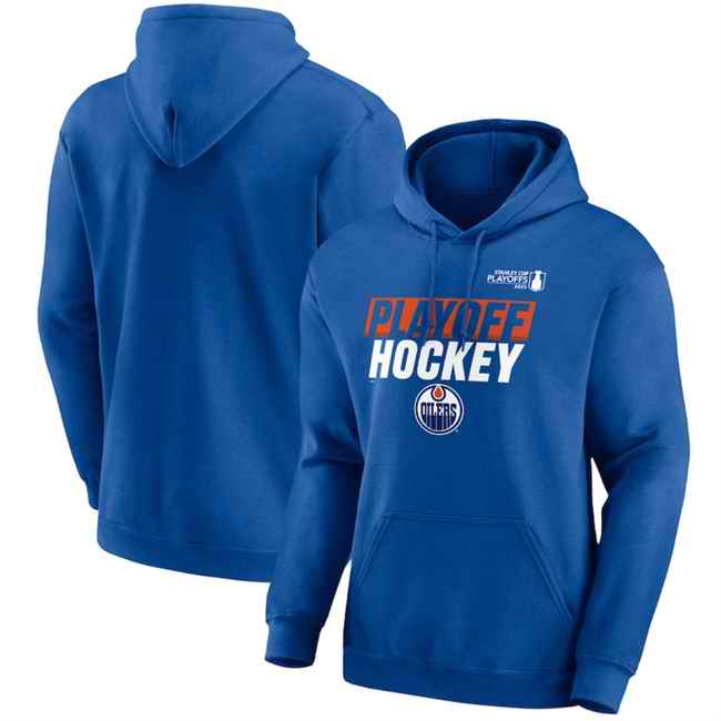 Men's Edmonton Oilers Royal 2025 Stanley Cup Playoffs Breakout Fleece Pullover Hoodie