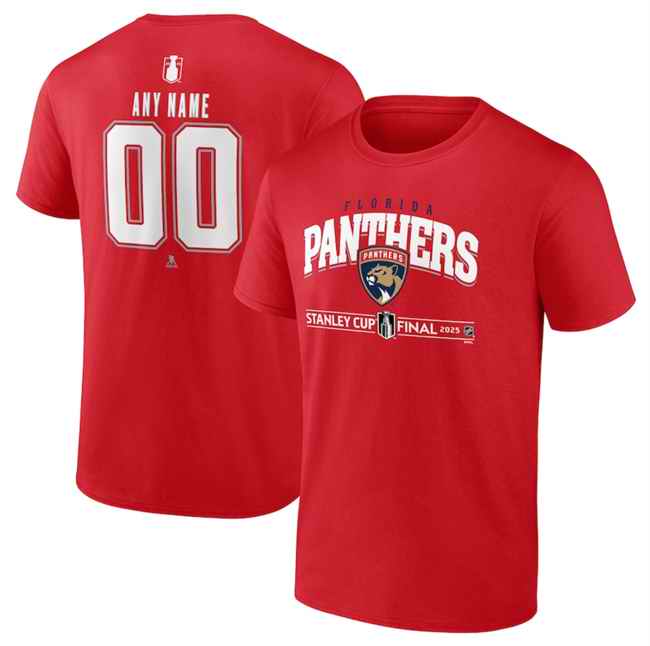 Men's Florida Panthers Red 2025 Stanley Cup Final Custom T-Shirt