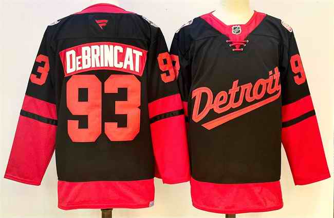 Men's Detroit Red Wings #93 Alex DeBrincat Black 2024-25 Stitched Jersey