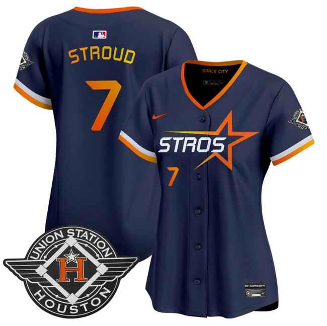 Women's Houston Astros #7 C.J. Stroud Navy 2025 City Connect Limited Stitched Baseball Jersey(Run Small)