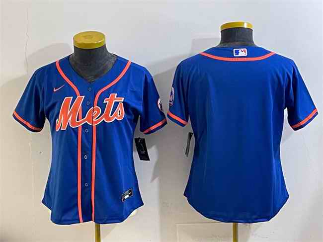 Women's New York Mets Blank Royal Cool Base Stitched Baseball Jersey(Run Small)