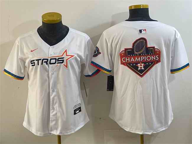 Women's Houston Astros Team Big Logo White 2025 City Connect Limited Stitched Baseball Jersey(Run Small) 004