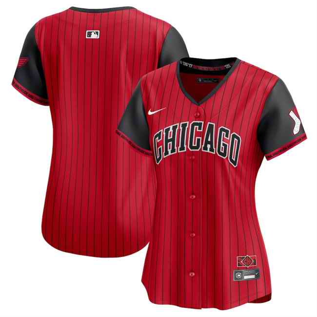 Women's Chicago White Sox Blank Red/Black 2025 City Connect Limited Stitched Baseball Jersey(Run Small)