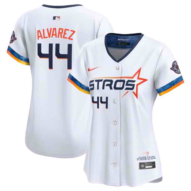 Women's Houston Astros #44 Yordan Alvarez White 2025 City Connect Limited Stitched Baseball Jersey(Run Small)