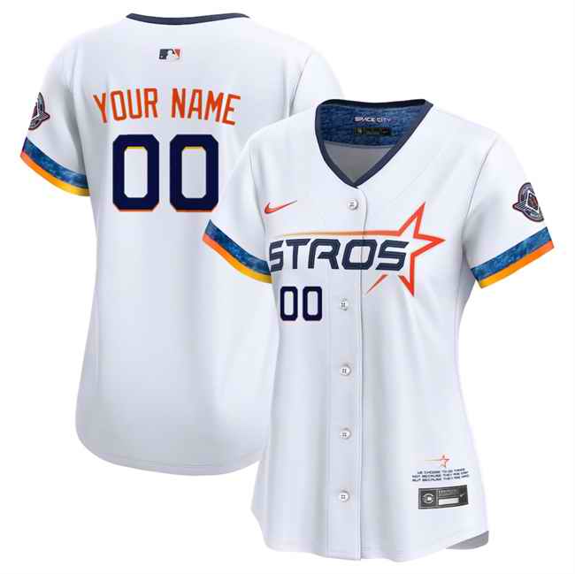 Women's Houston Astros Active Player Custom White 2025 City Connect Limited Stitched Baseball Jersey(Run Small)