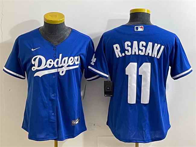 Women's Los Angeles Dodgers #11 Roki Sasaki Royal Cool Base Stitched Baseball Jersey(Run Small)
