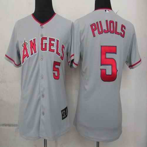 Angels of Anaheim #5 Albert Pujols Grey Women's Fashion Stitched Jersey