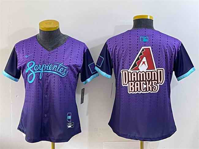 Women's Arizona Diamondbacks Team Big Logo Purple 2025 City Connect Limited Stitched Baseball Jersey(Run Small)