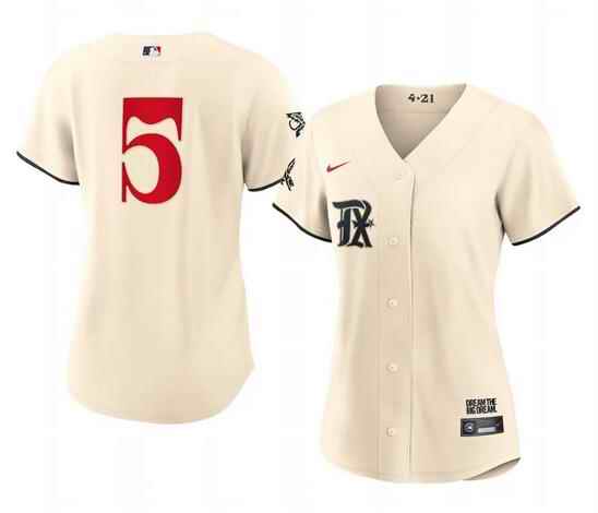 Women's Texas Rangers #5 Corey Seager Cream 2023 City Connect Stitched Baseball Jersey(Run Small)