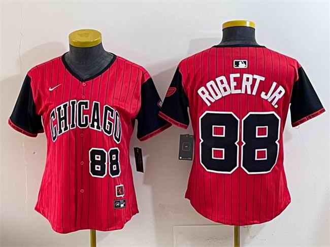 Women's Chicago White Sox #88 Luis Robert Jr. Red/Black 2025 City Connect Limited Stitched Baseball Jersey(Run Small)
