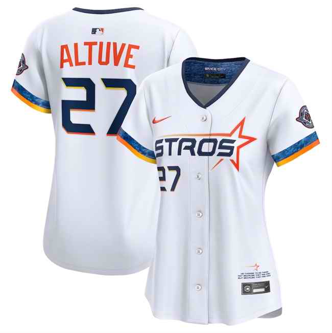 Women's Houston Astros #27 Jose Altuve White 2025 City Connect Limited Stitched Baseball Jersey(Run Small)