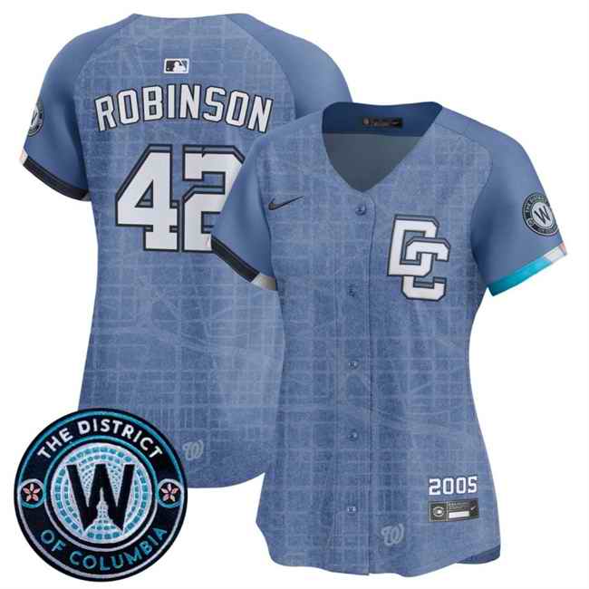 Women's Washington Nationals #42 Jackie Robinson Blue 2025 City Connect Limited Stitched Baseball Jersey(Run Small)