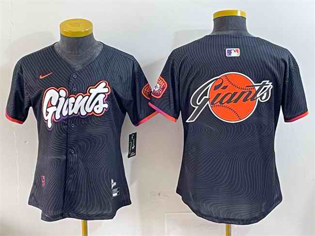 Women's San Francisco Giants Team Big Logo Anthracite 2025 City Connect Limited Stitched Baseball Jersey(Run Small)