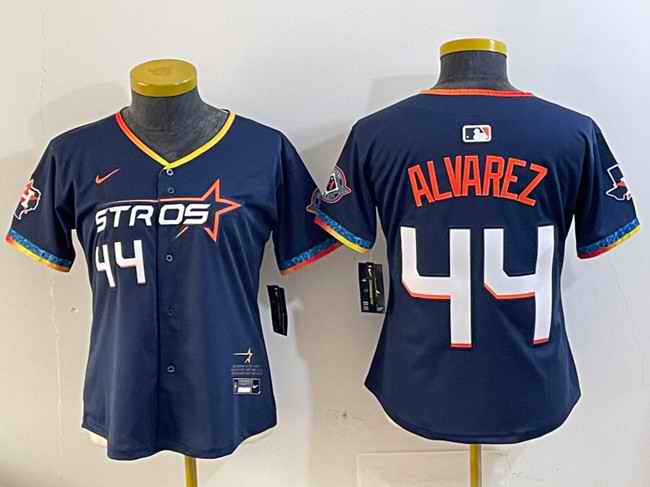Women's Houston Astros #44 Yordan Alvarez Navy 2025 City Connect With Texas Patch Limited Stitched Baseball Jersey(Run Small)