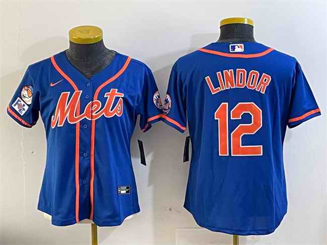 Women's New York Mets #12 Francisco Lindor Royal 2025 Spring Training Cool Base Stitched Baseball Jersey(Run Small)