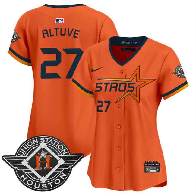 Women's Houston Astros #27 Jose Altuve Orange 2025 City Connect Limited Stitched Baseball Jersey(Run Small)