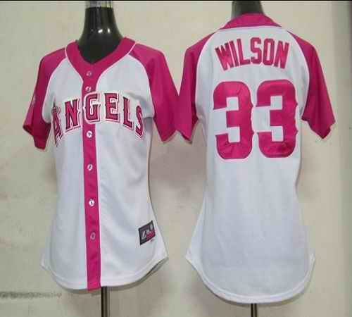 Angels #33 C.J. Wilson White/Pink Women's Splash Fashion Stitched Jersey