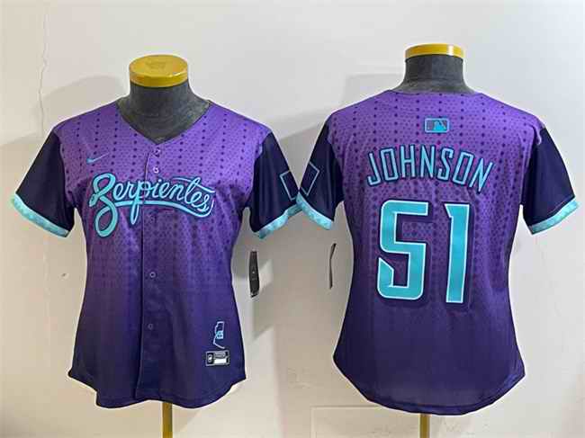 Women's Arizona Diamondbacks #51 Randy Johnson Purple 2025 City Connect Limited Stitched Baseball Jersey(Run Small)