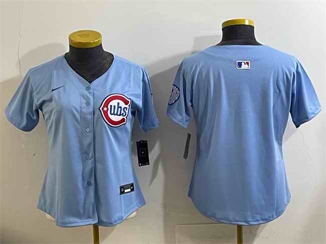 Women's Chicago Cubs Blank Blue 2024/25 2nd Alternatemited Stitched Baseball Jersey(Run Small)