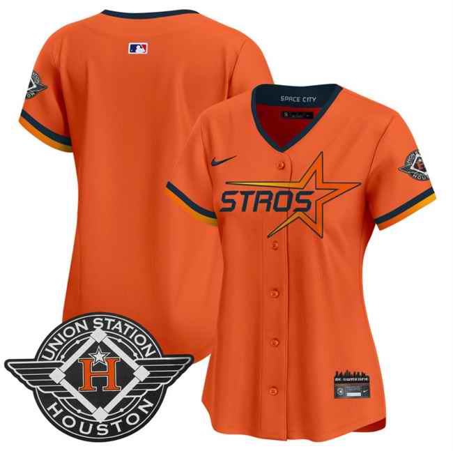 Women's Houston Astros Blank Orange 2025 City Connect Limited Stitched Baseball Jersey(Run Small)