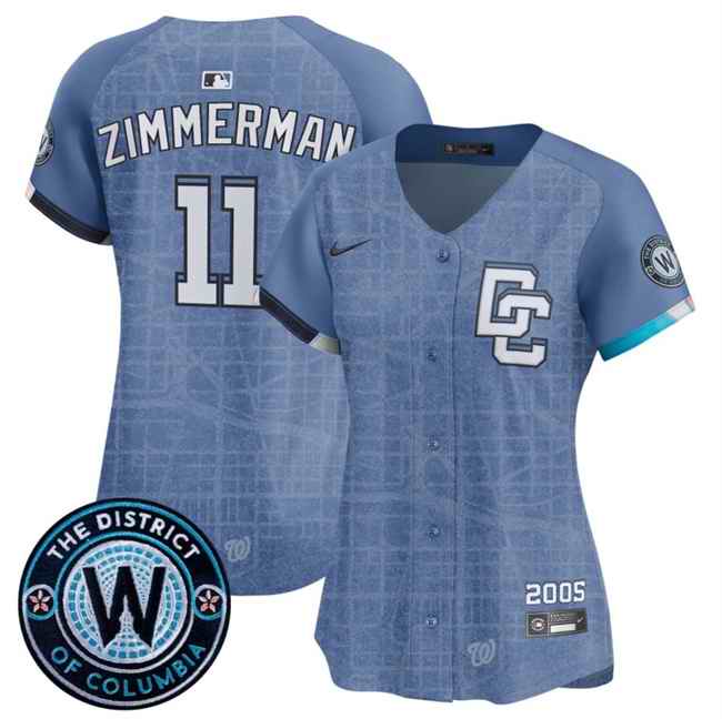 Women's Washington Nationals #11 Ryan Zimmerman Blue 2025 City Connect Limited Stitched Baseball Jersey(Run Small)
