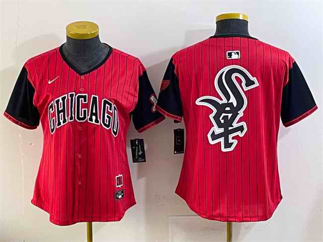 Women's Chicago White Sox Team Big Logo Red/Black 2025 City Connect Limited Stitched Baseball Jersey(Run Small) 001