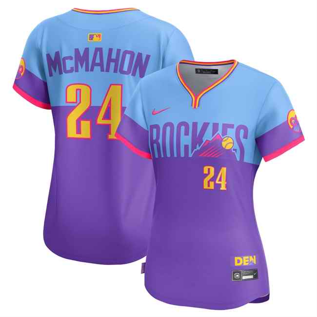 Women's Colorado Rockies #24 Ryan McMahon Purple/Light Blue 2025 City Connect Limited Stitched Baseball Jersey(Run Small)
