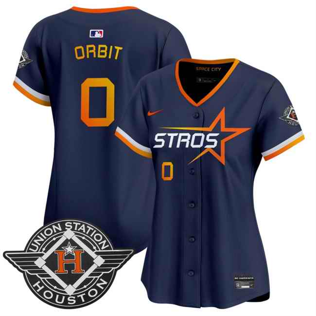 Women's Houston Astros #0 Orbit Navy 2025 City Connect Limited Stitched Baseball Jersey(Run Small)
