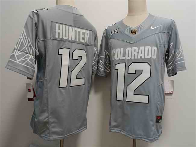 Women's Colorado Buffaloes #12 Travis Hunter Grey With XII Patch 2024 F.U.S.E Stitched Football Jersey(Run Small)