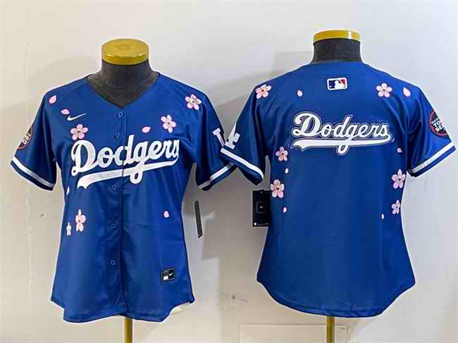Women's Los Angeles Dodgers Team Big Logo Royal 2025 Tokyo Series Limited Stitched Baseball Jersey(Run Small)