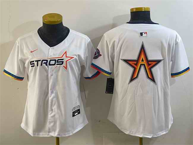 Women's Houston Astros Team Big Logo White 2025 City Connect Limited Stitched Baseball Jersey(Run Small) 001