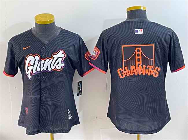 Women's San Francisco Giants Team Big Logo Anthracite 2025 City Connect Limited Stitched Baseball Jersey(Run Small)