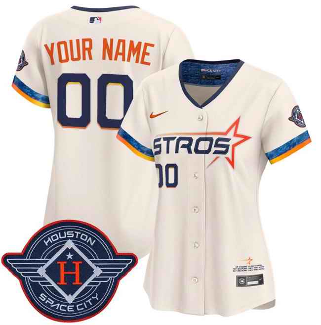 Women's Houston Astros Active Player Custom Cream 2025 City Connect Limited Stitched Baseball Jersey(Run Small)